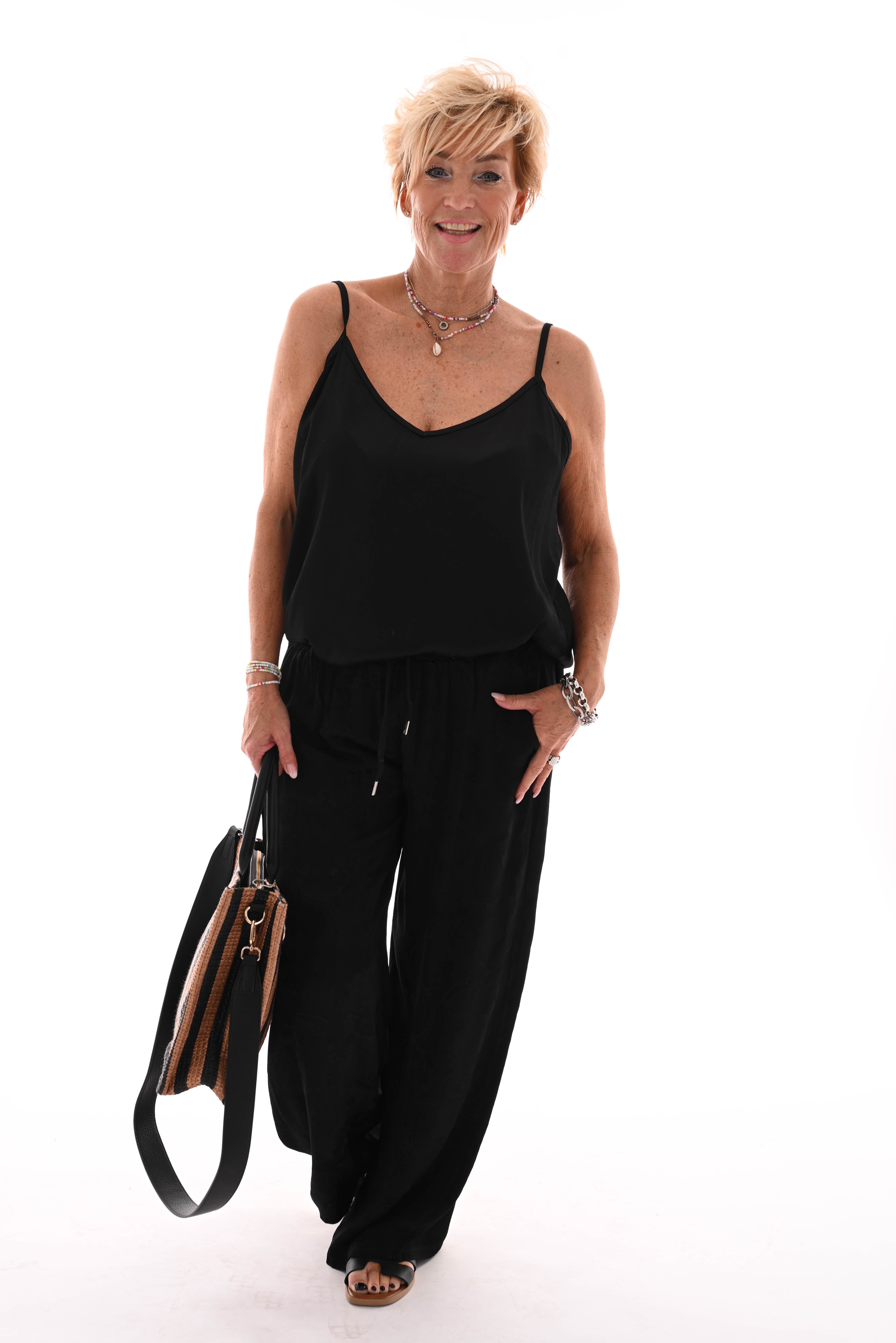 Silky wijde broek paisley zwart