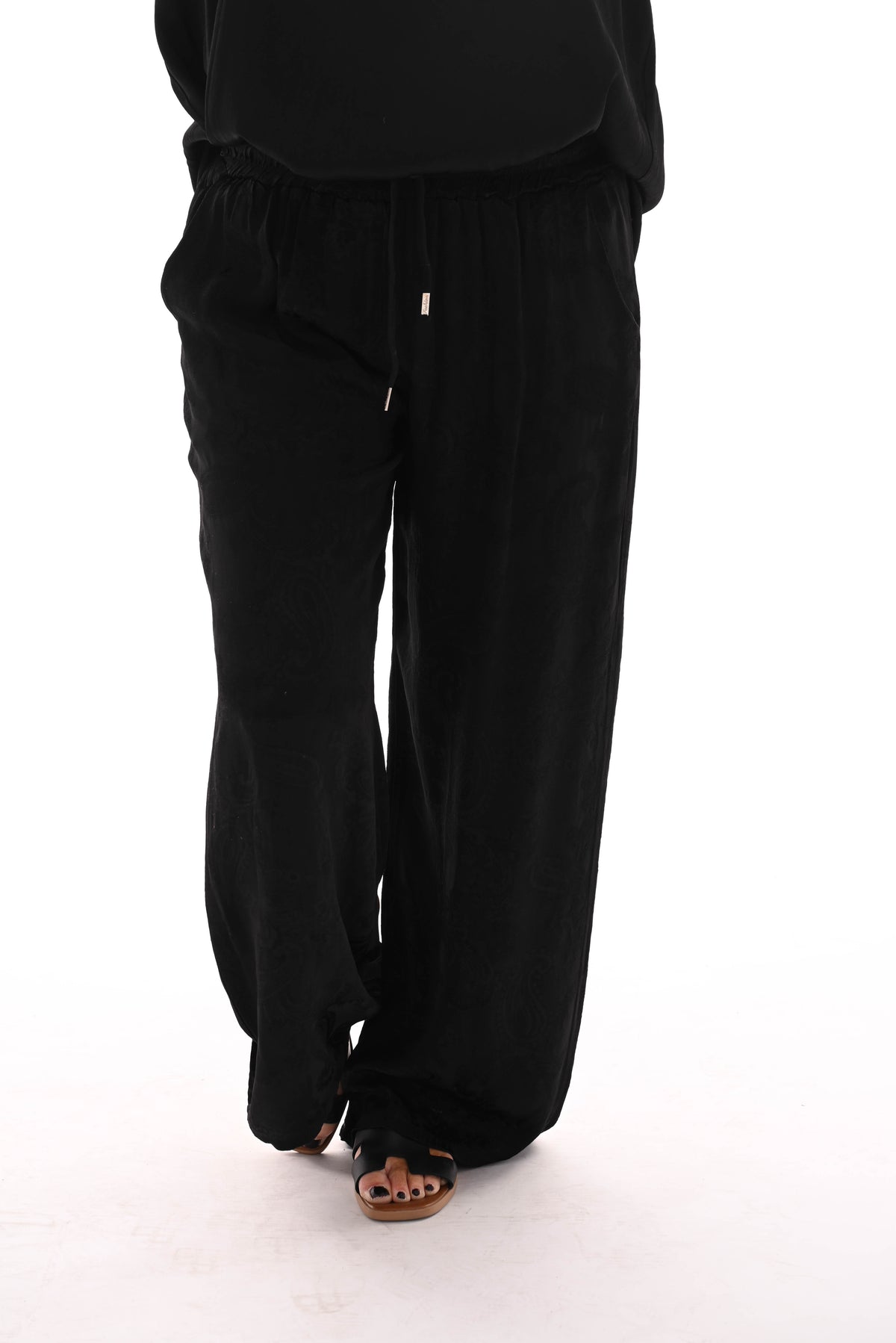 Silky wijde broek paisley zwart