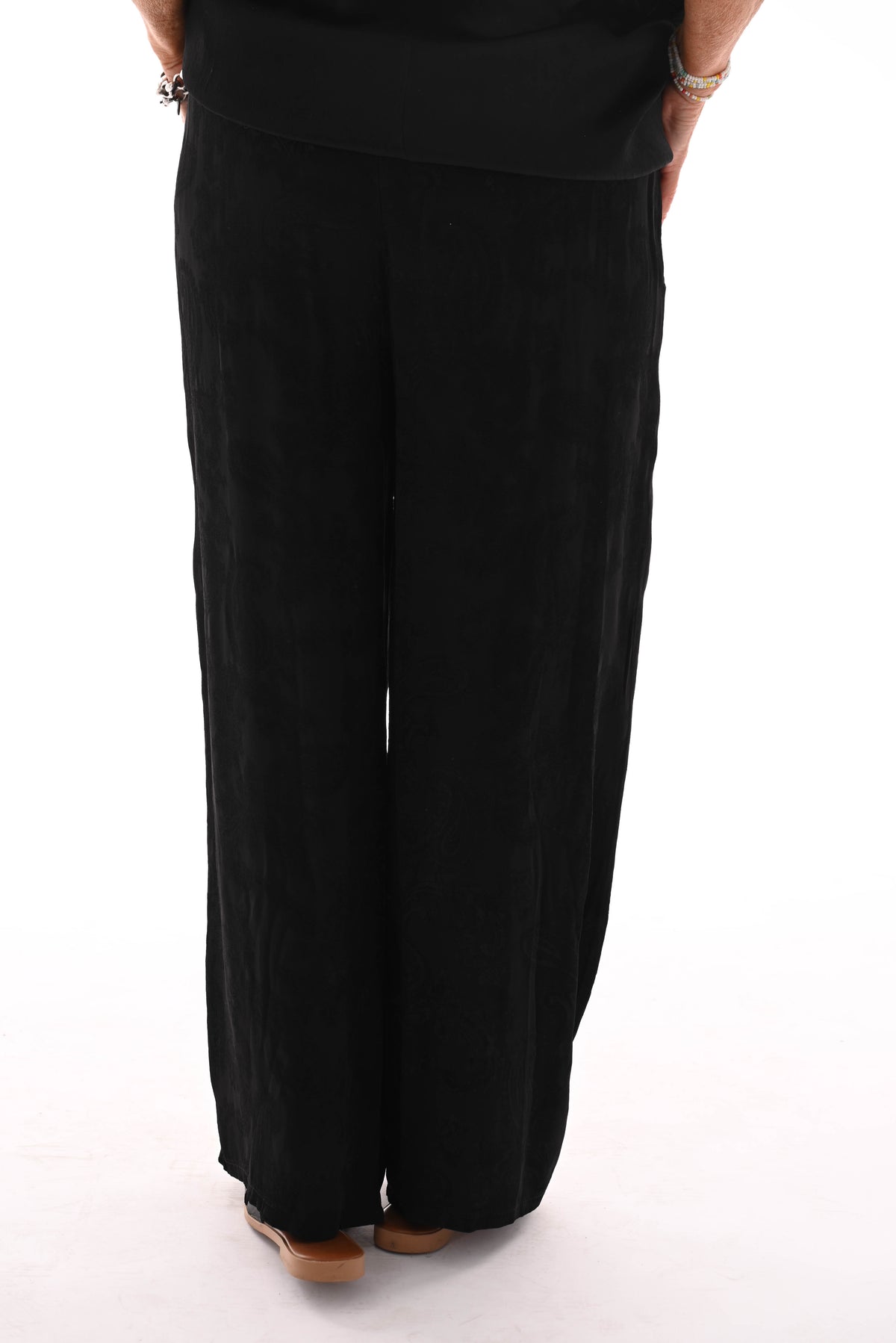 Silky wijde broek paisley zwart