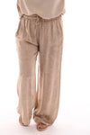 Silky wijde broek paisley beige