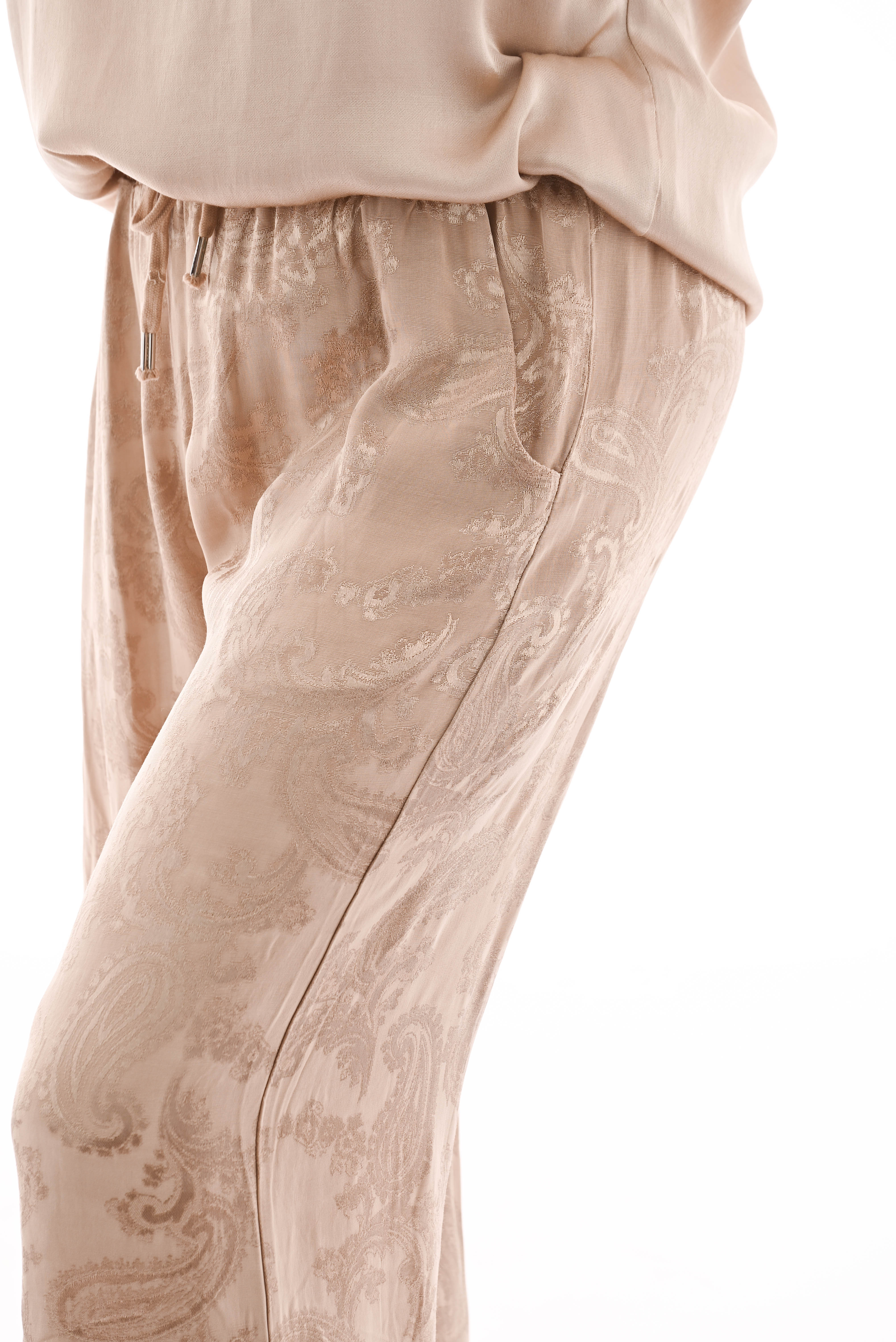 Silky wijde broek paisley beige