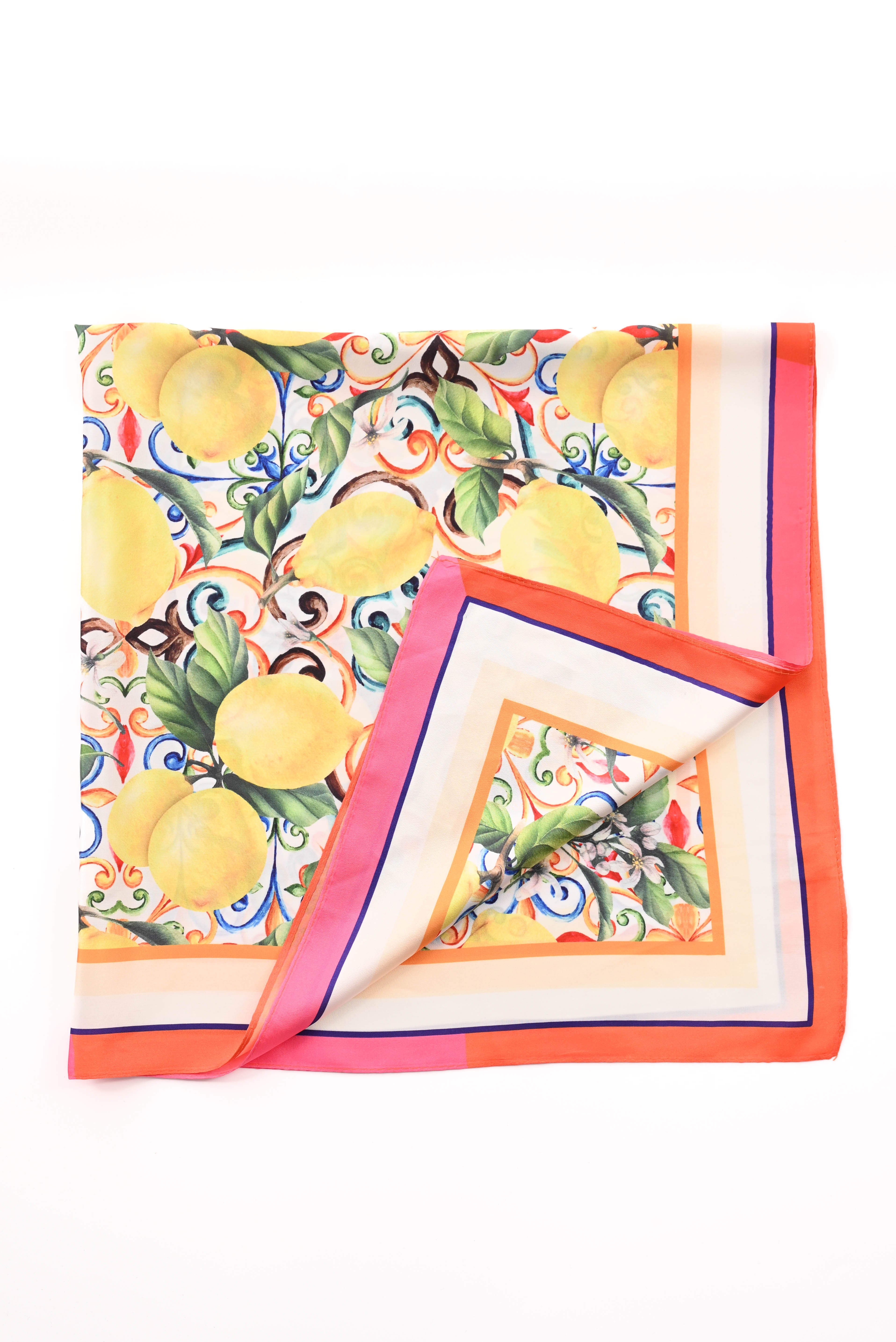 Kort sjaaltje lemon barok roze/oranje