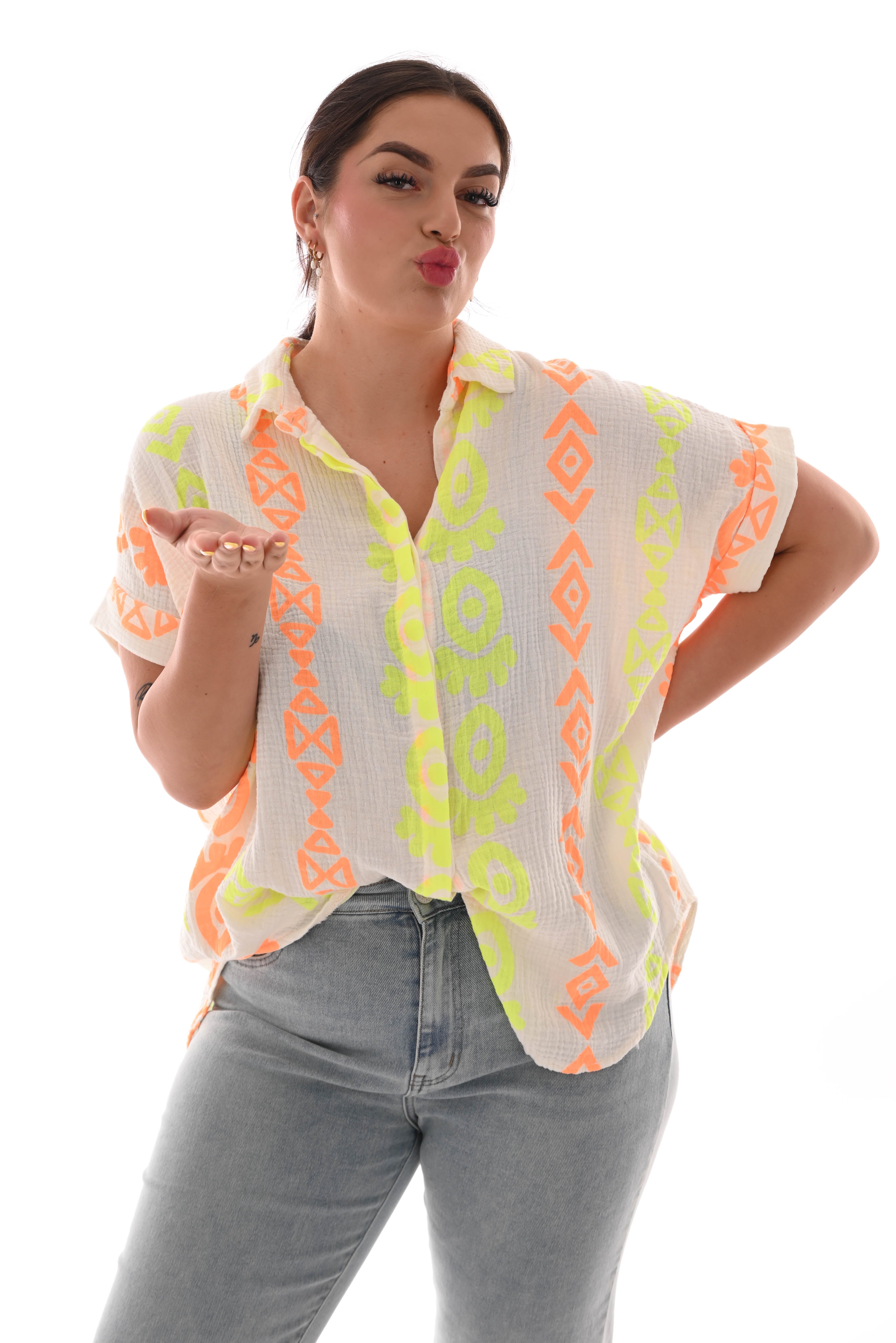 Blouse tekens geel/oranje