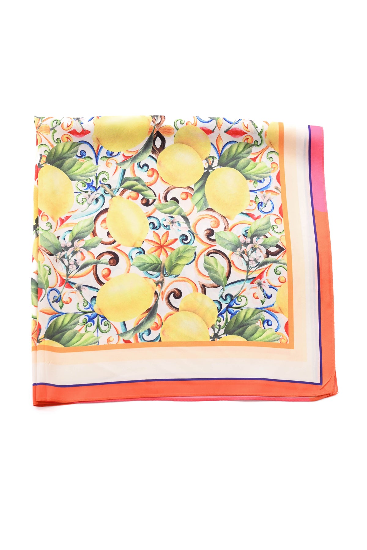 Kort sjaaltje lemon barok roze/oranje