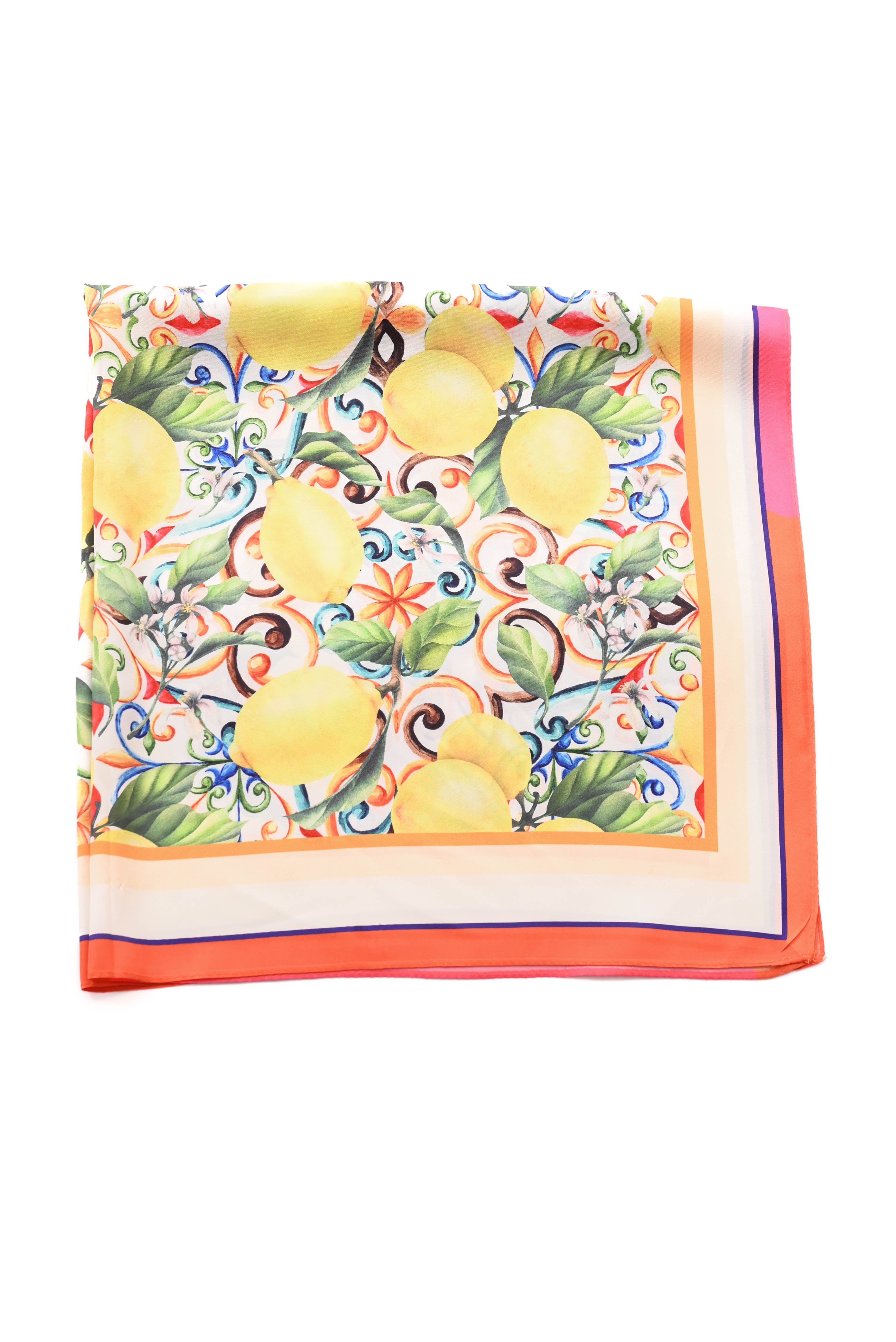 Kort sjaaltje lemon barok roze/oranje