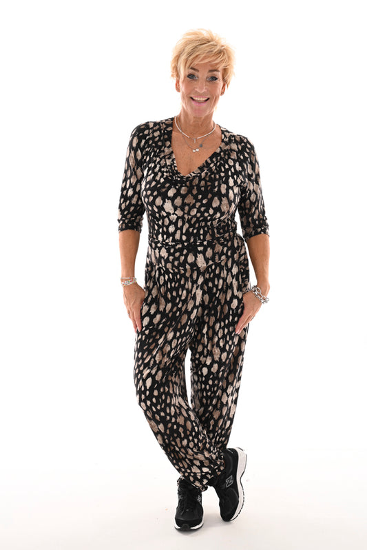 Jumpsuit waterval panter zwart