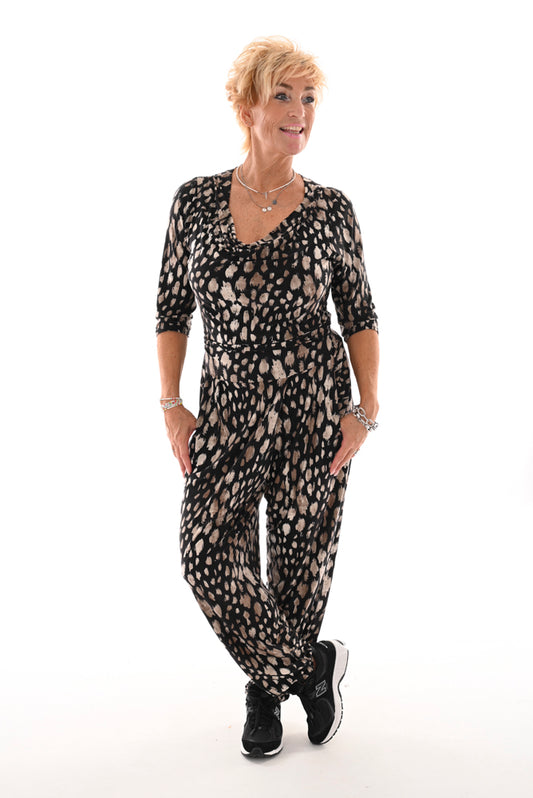 Jumpsuit waterval panter zwart