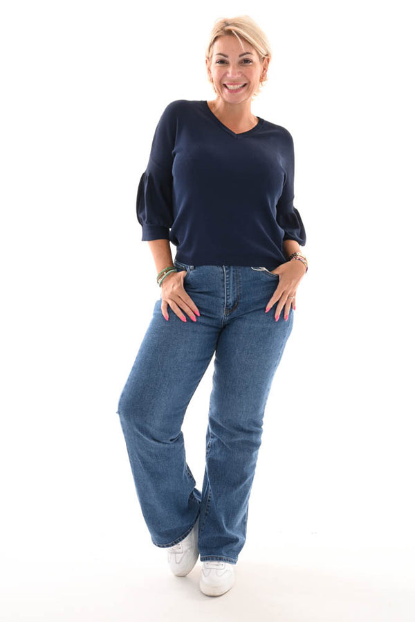 Norfy wide leg jeans wassing blauw