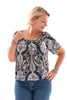 Basic top travel paisley marineblauw