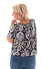 Basic top travel paisley marineblauw