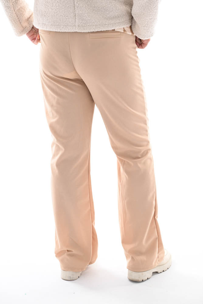 Wijde broek met naad beige