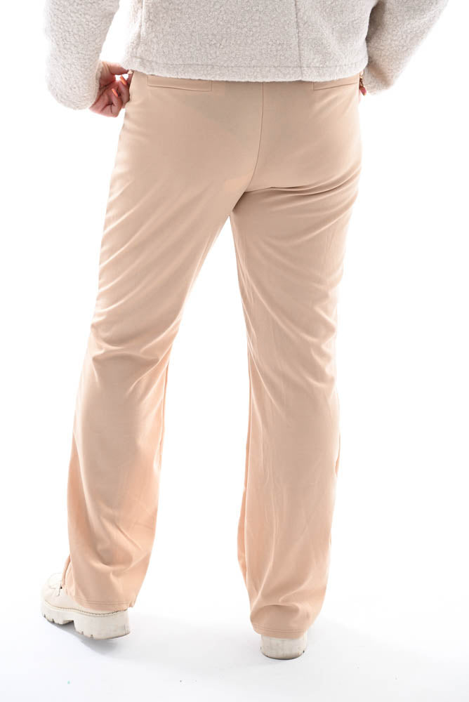 Wijde broek met naad beige