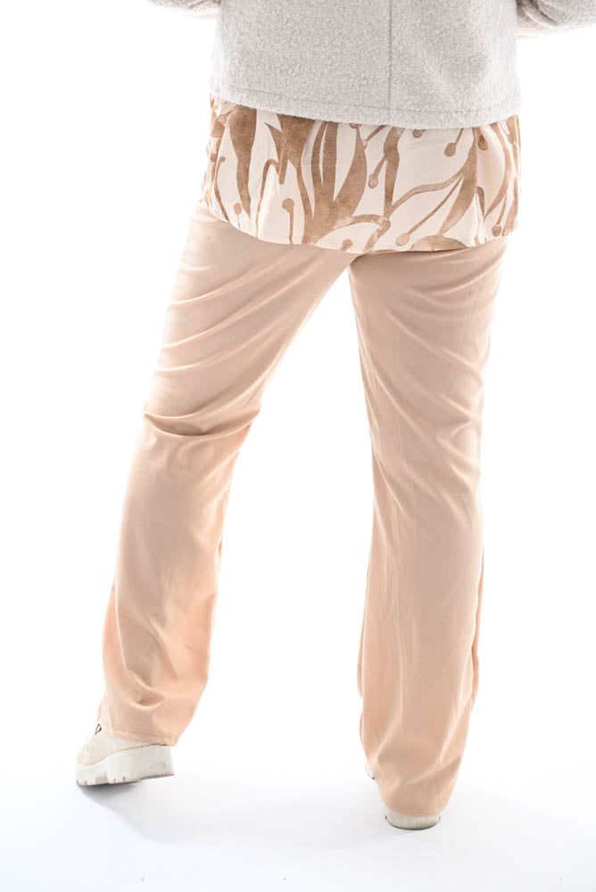 Wijde broek met naad beige