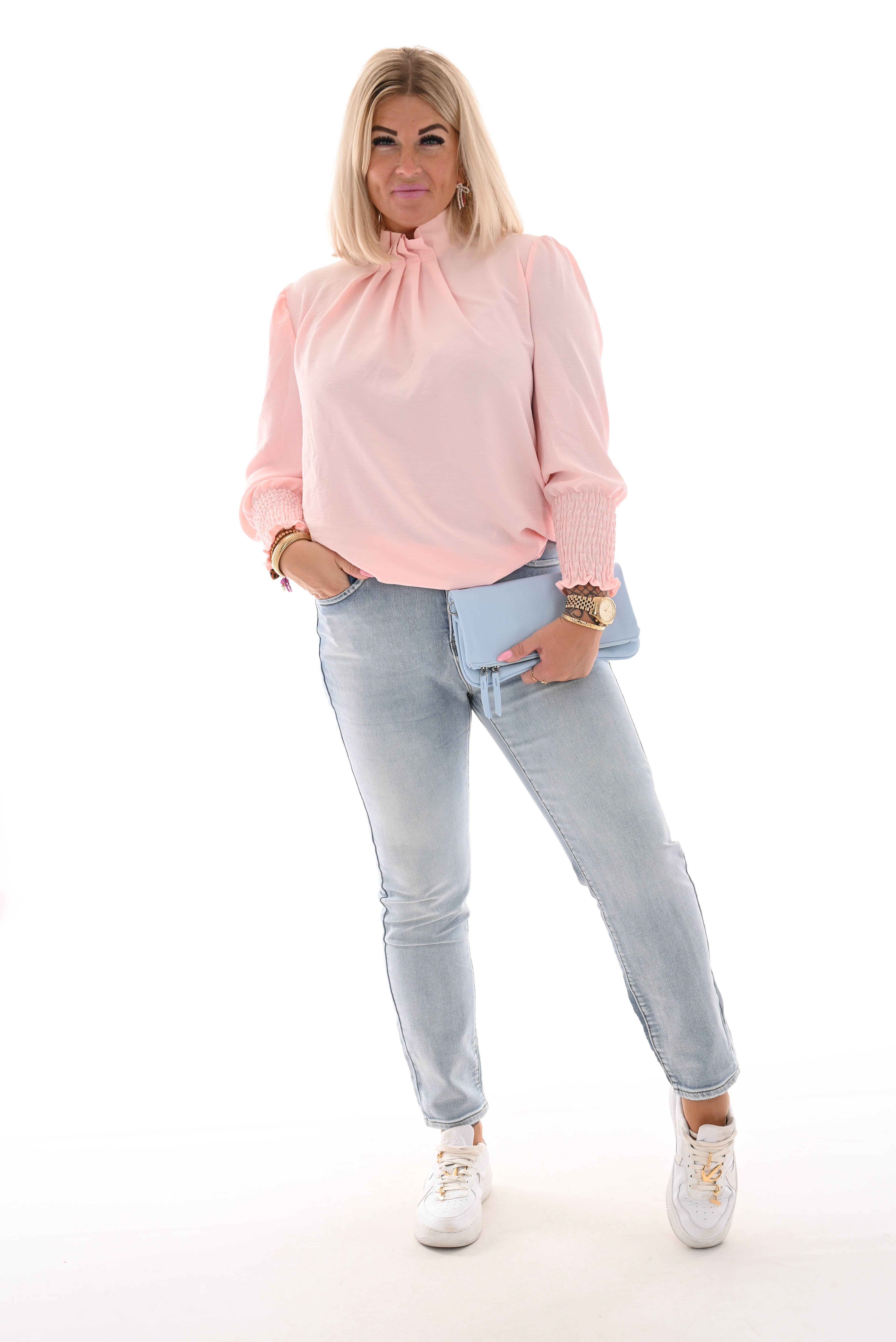 Blouse turtle neck uni lichtroze
