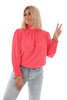 Blouse turtle neck uni koraal