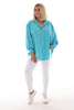 Doorknoop blouse met kraag uni aqua