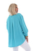 Doorknoop blouse met kraag uni aqua