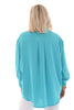 Doorknoop blouse met kraag uni aqua