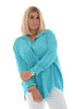 Doorknoop blouse met kraag uni aqua