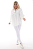 Doorknoop blouse met kraag uni wit