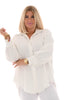 Doorknoop blouse met kraag uni wit