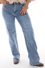 Hello Miss jeans met strass wide leg blauw
