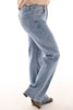 Hello Miss jeans met strass wide leg blauw