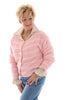 Gebreid vest strepen met knopen lichtroze/wit