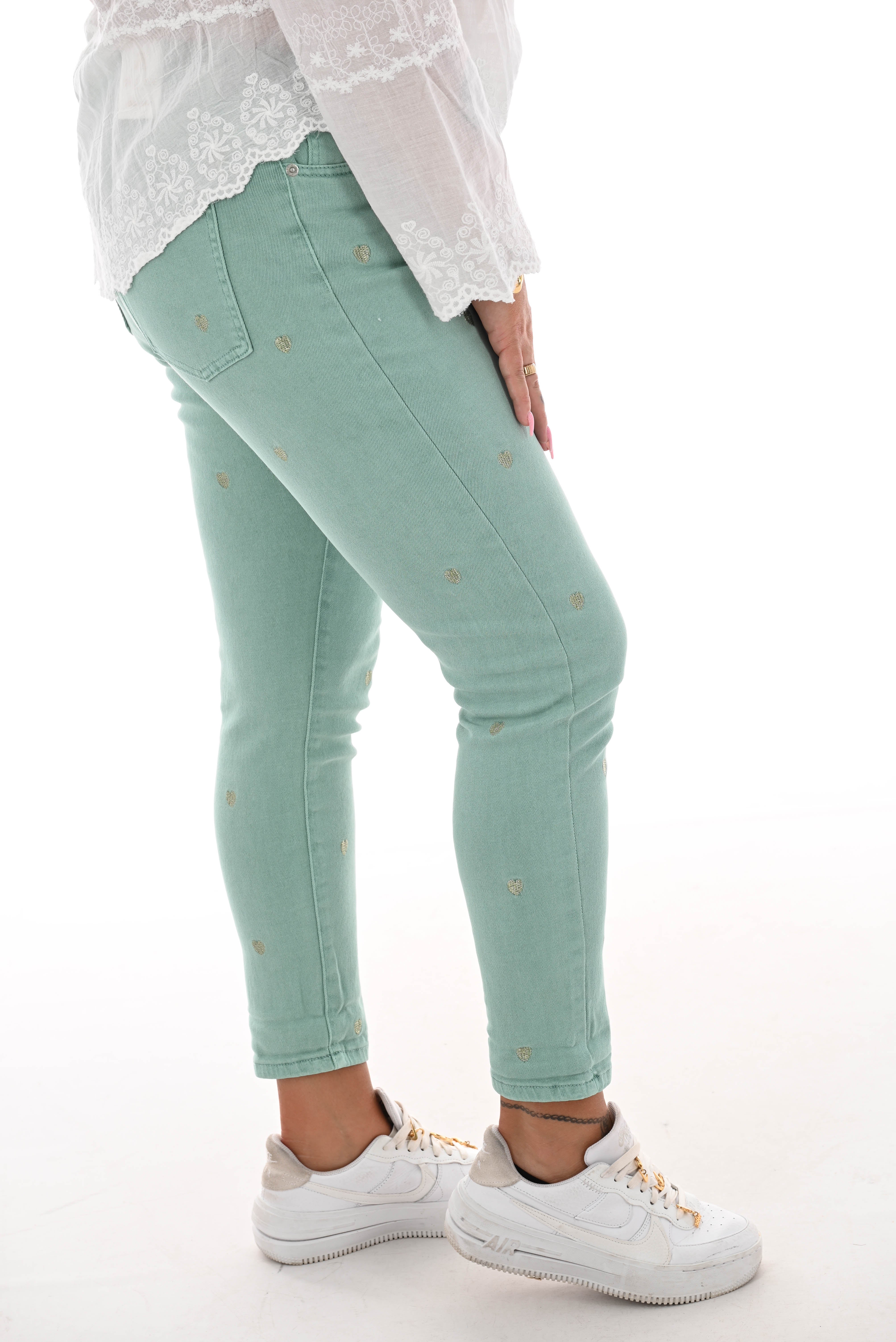 Zac&Zoe Jeans met hartjes groen