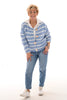 Gebreid vest strepen met knopen lichtblauw/wit