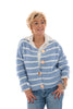 Gebreid vest strepen met knopen lichtblauw/wit