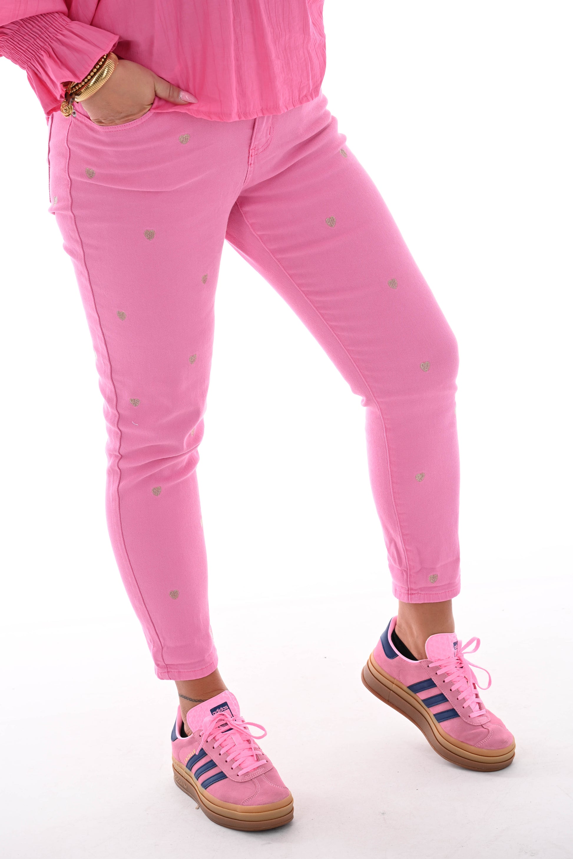 Zac&Zoe Jean met hartjes roze