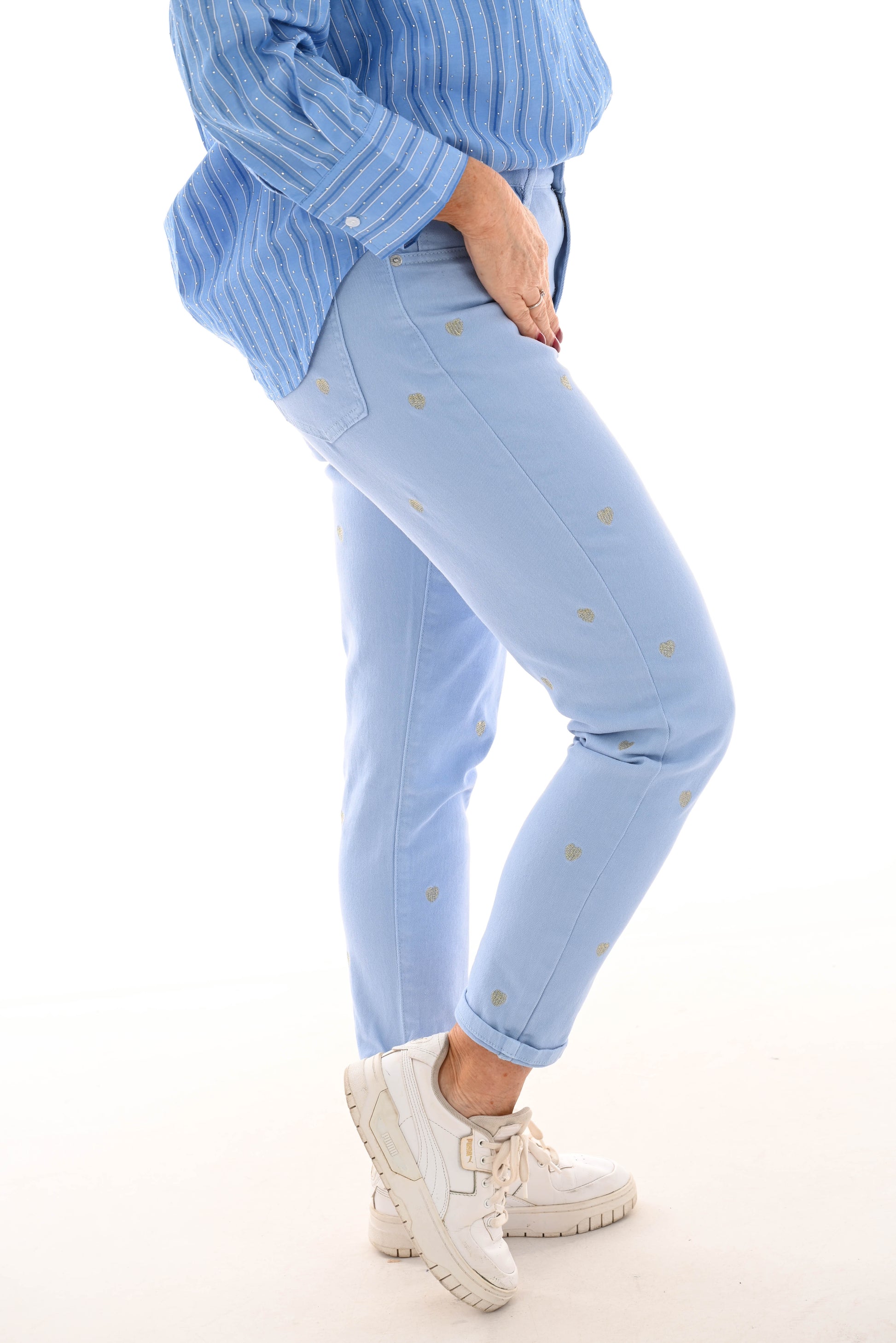 Zac&Zoe Jeans met hartjes blauw