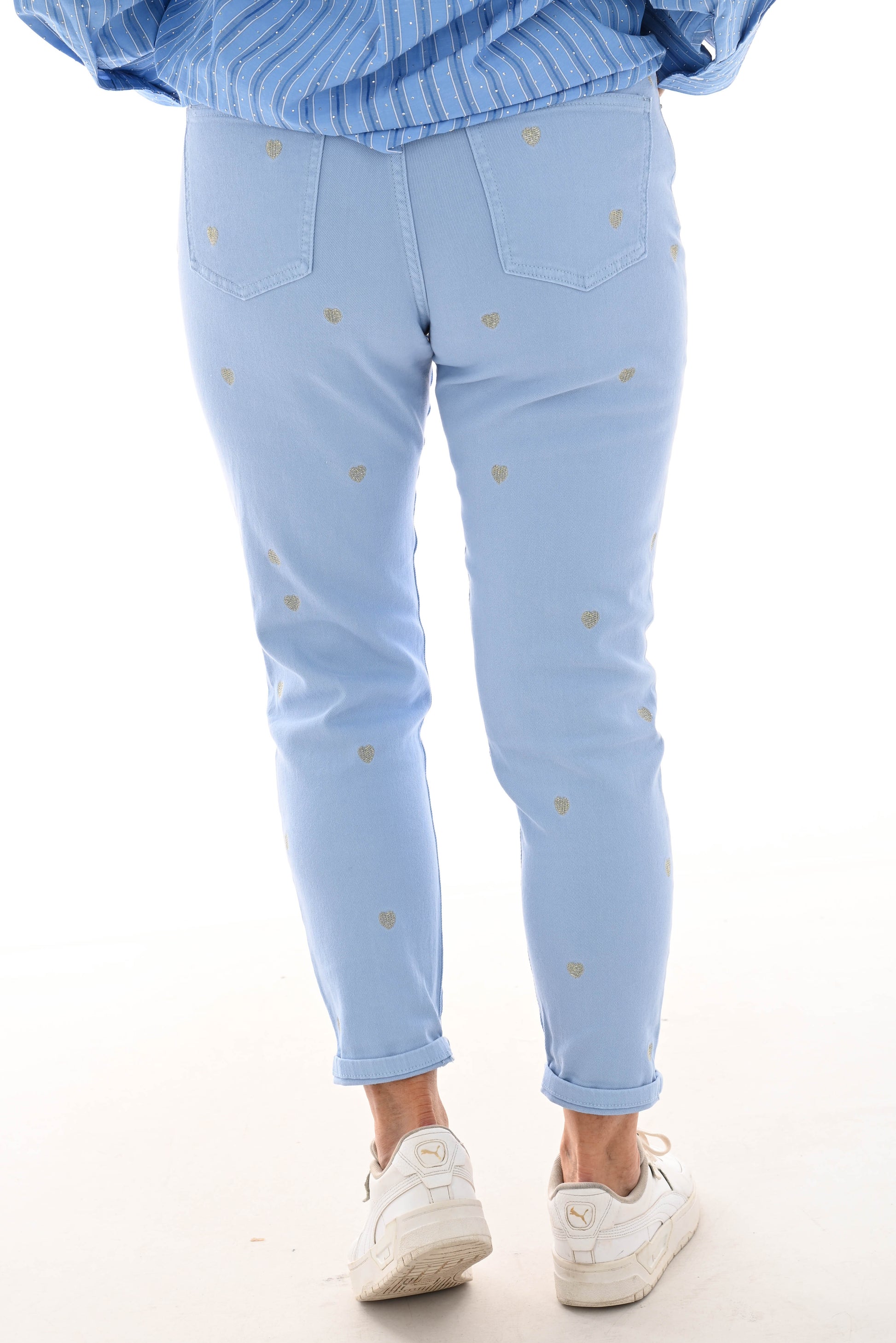 Zac&Zoe Jeans met hartjes blauw