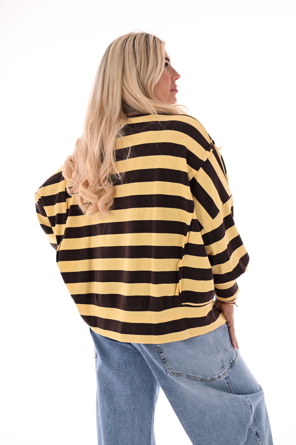 Brede gestreepte sweater bruin