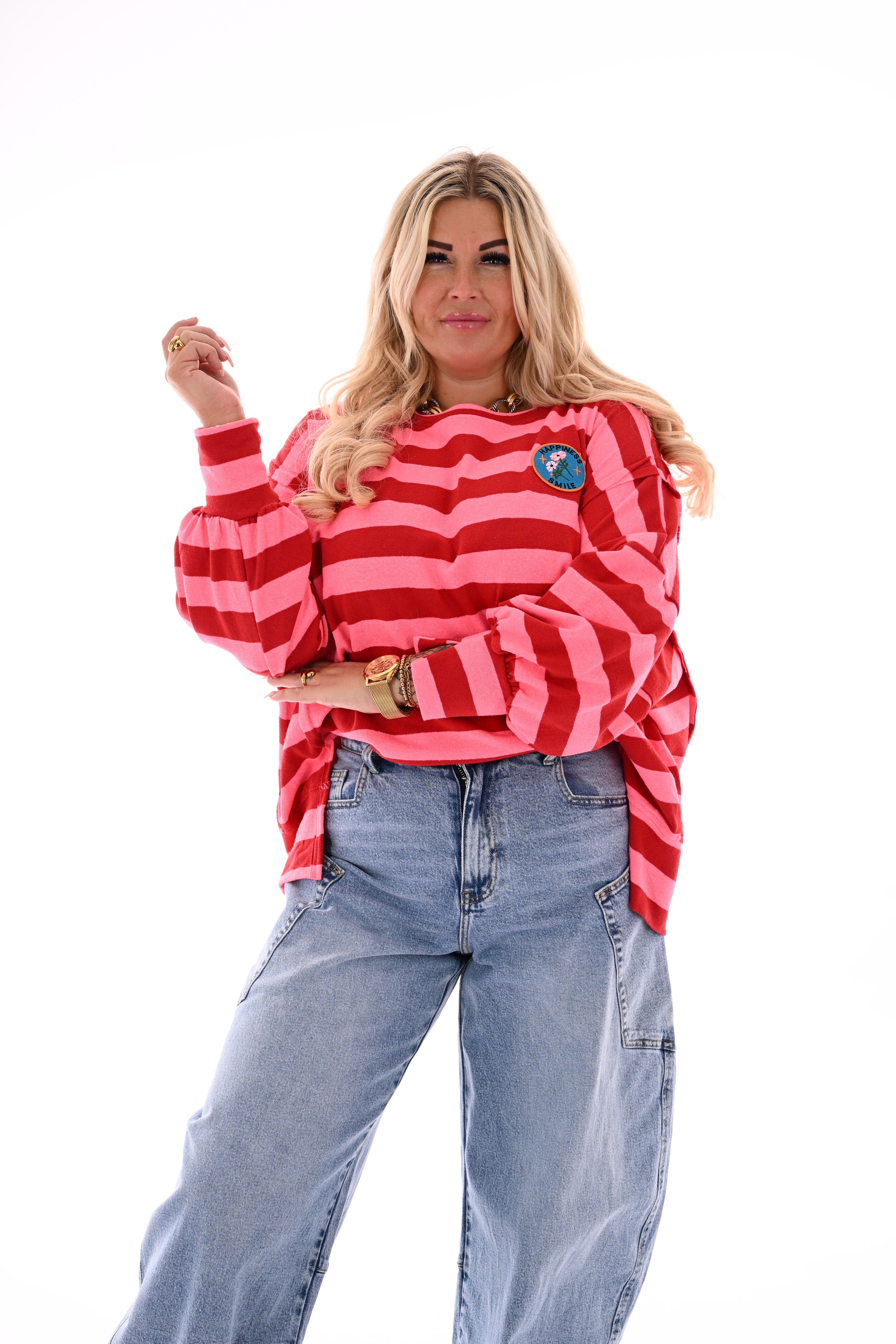 Brede gestreepte sweater rood