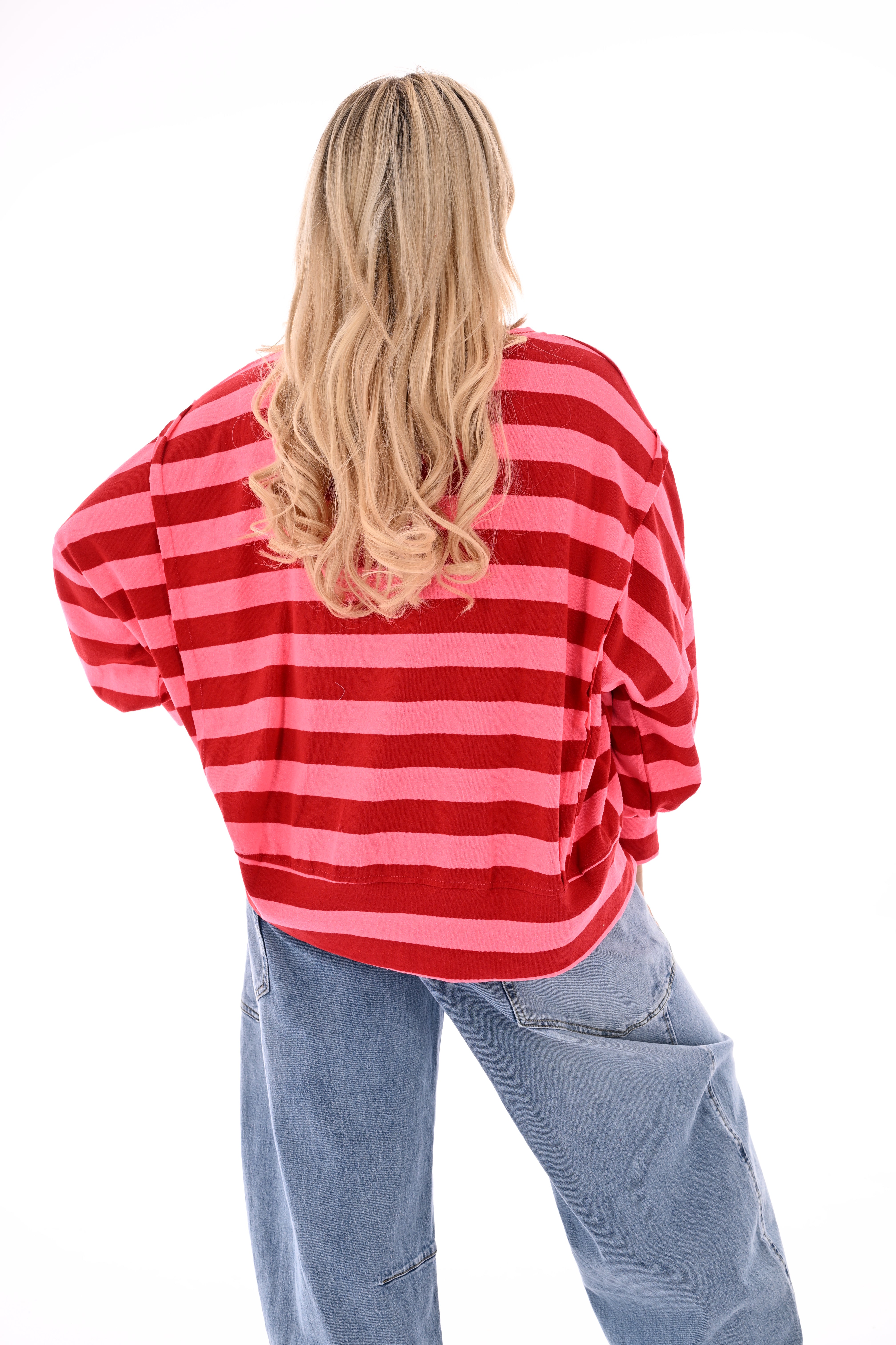 Brede gestreepte sweater rood
