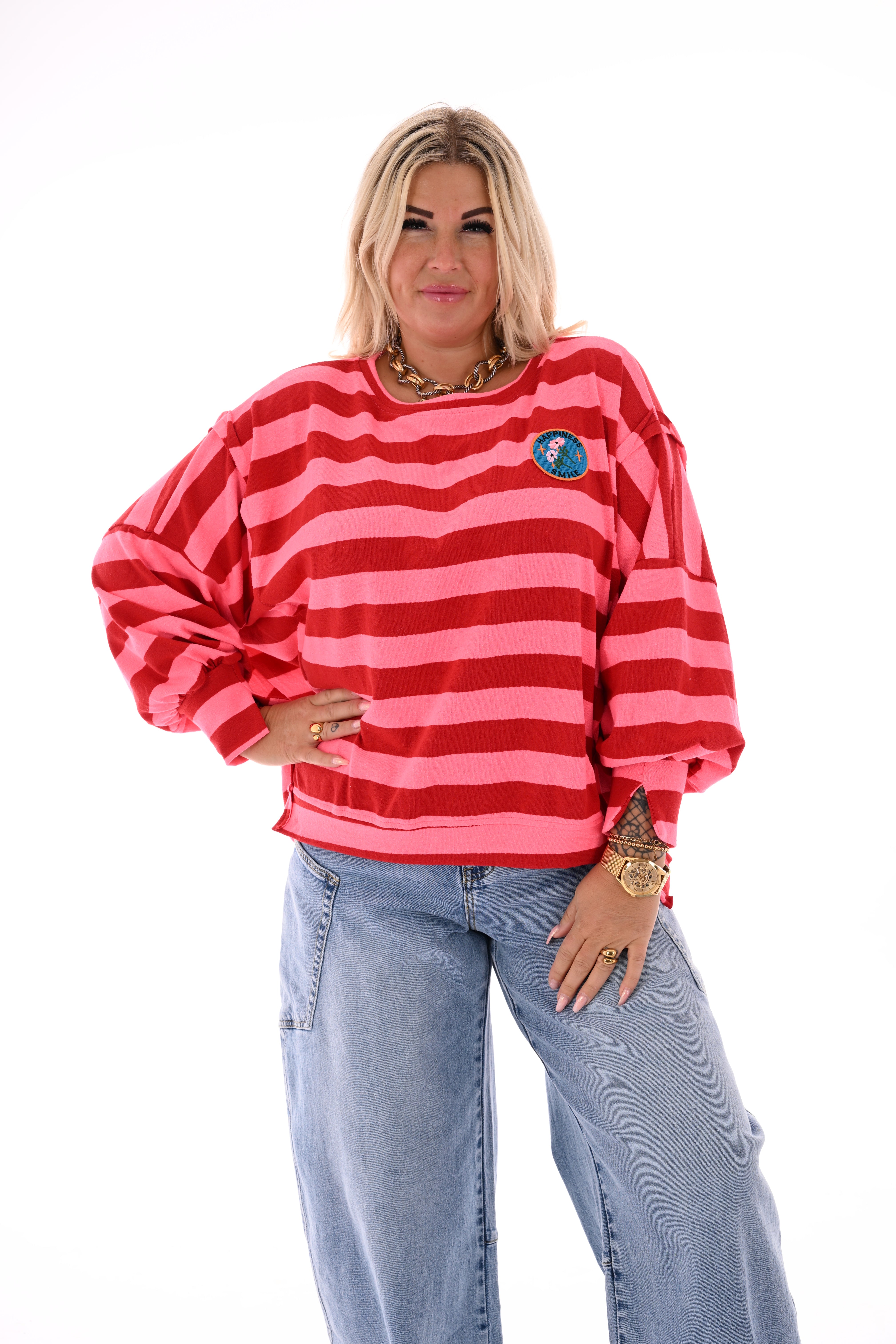 Brede gestreepte sweater rood