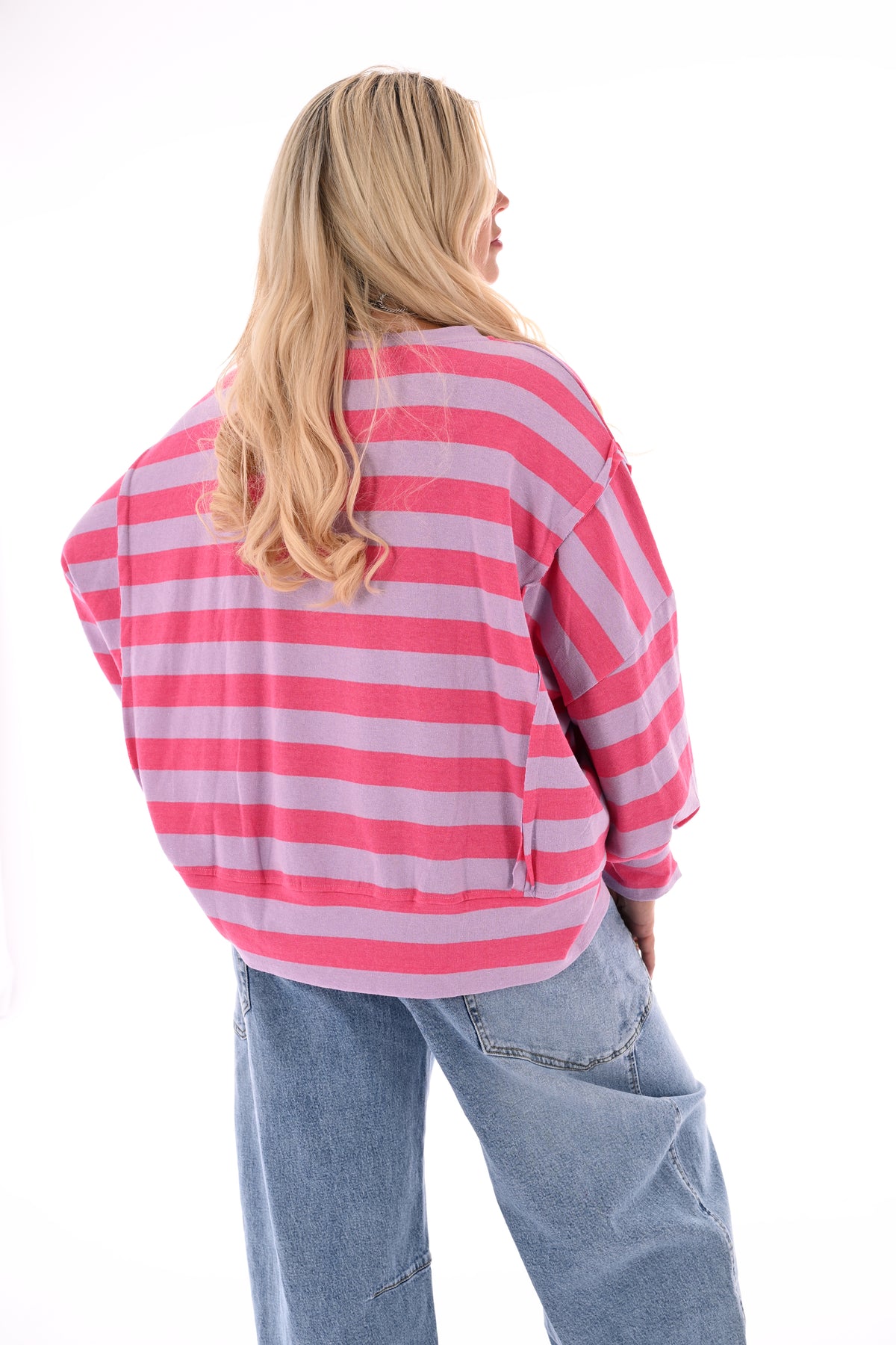 Brede gestreepte sweater lila