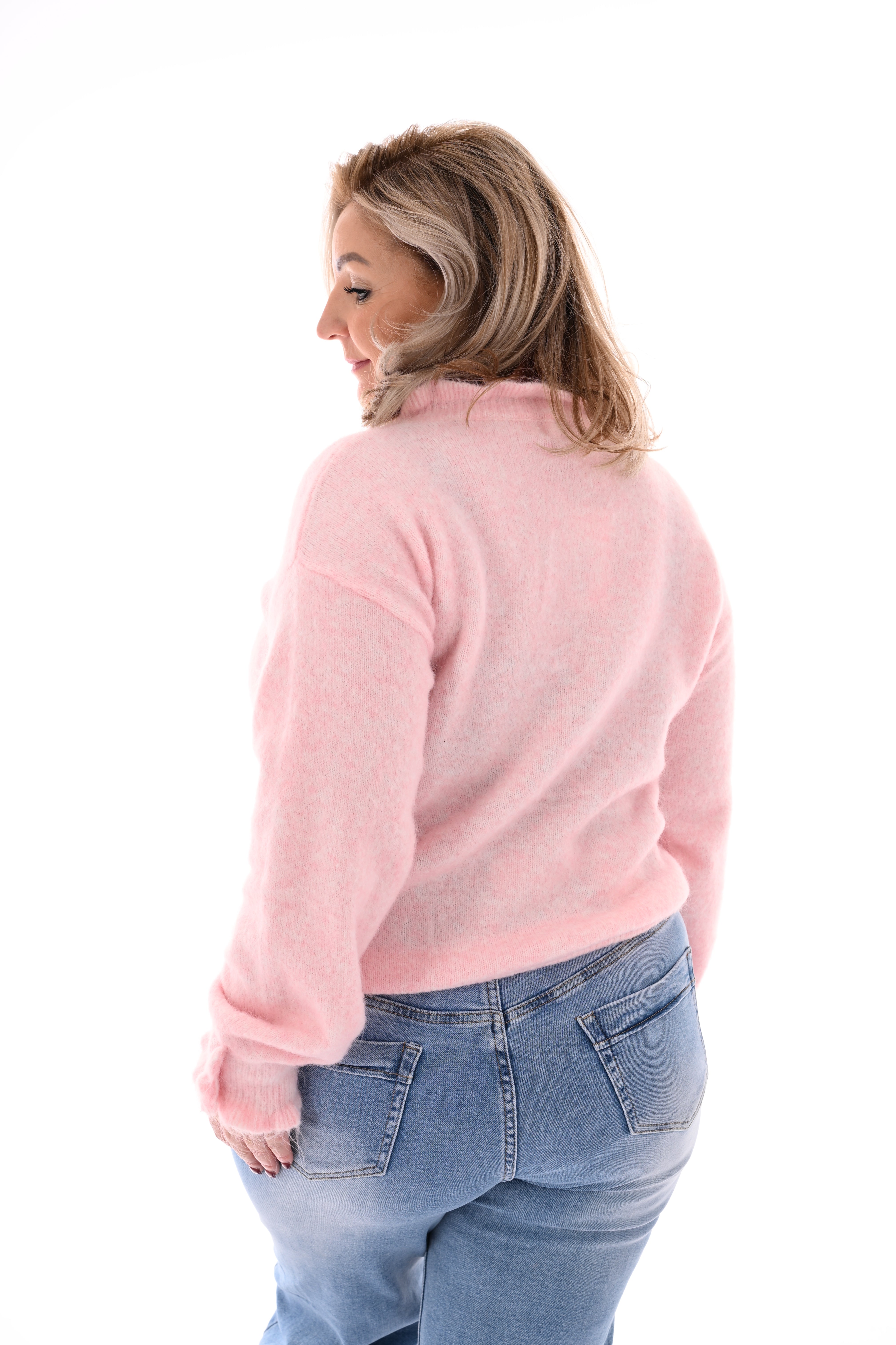 Vest knopen met roezelmouwen lichtroze