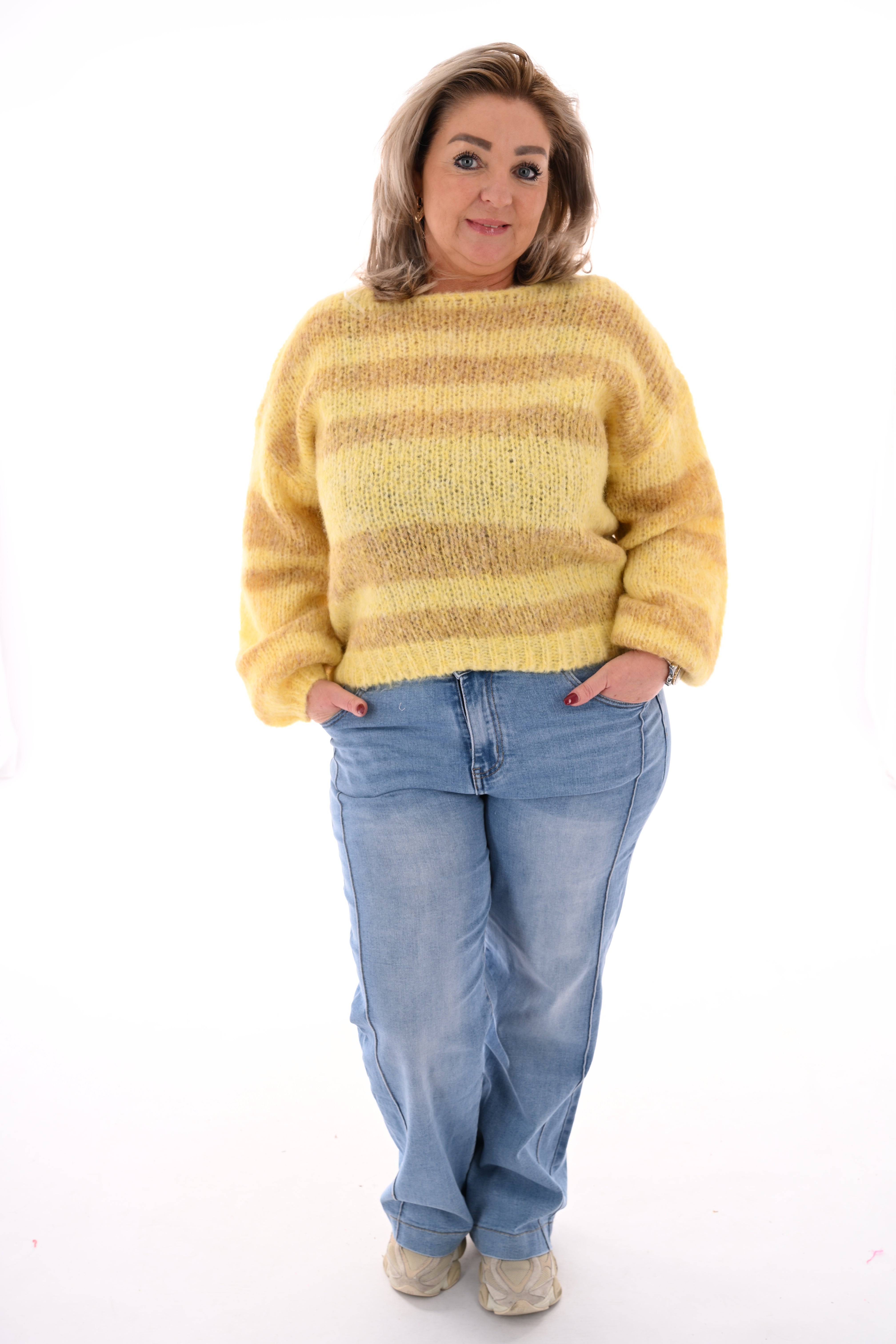 Gebreide trui strepen geel