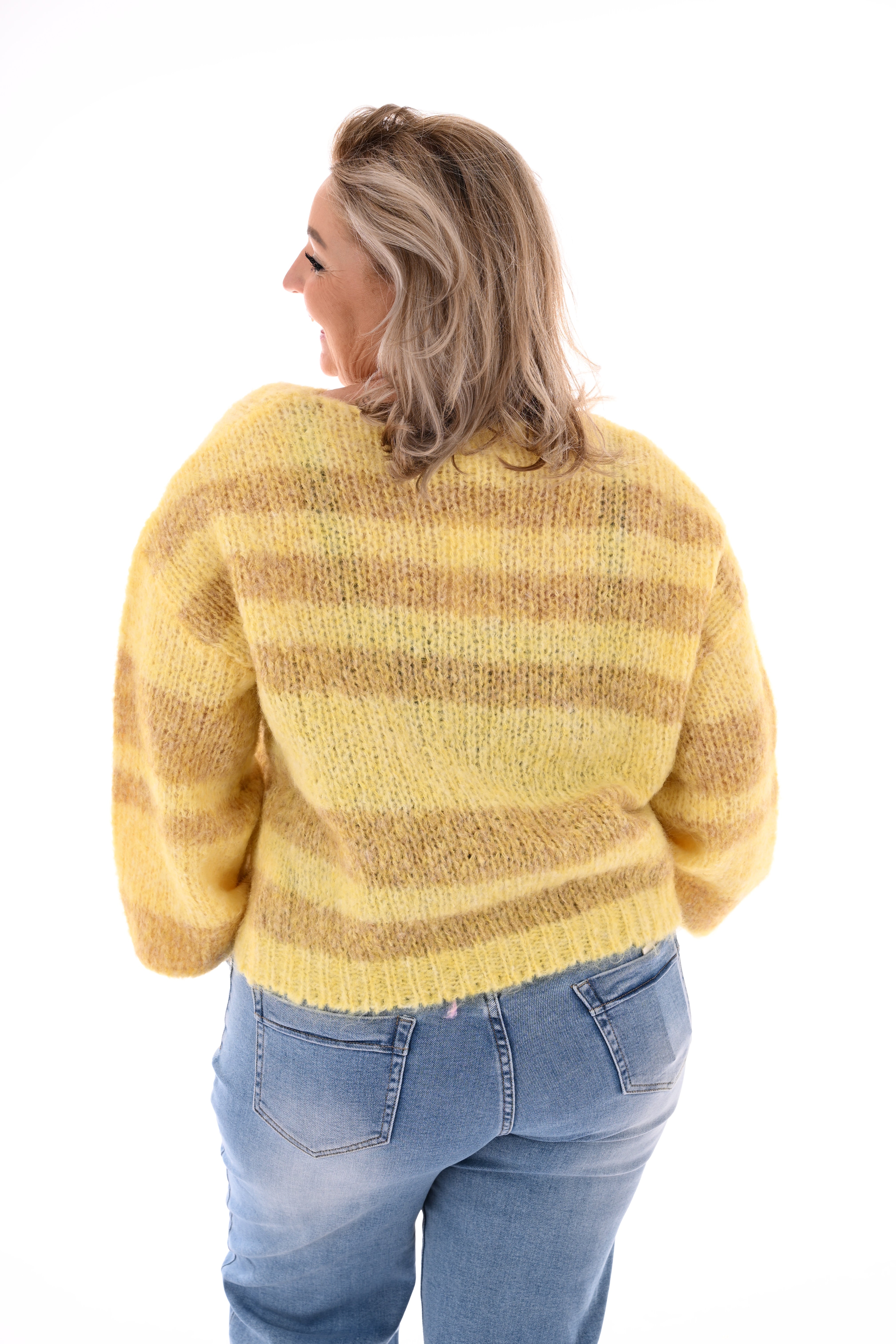 Gebreide trui strepen geel