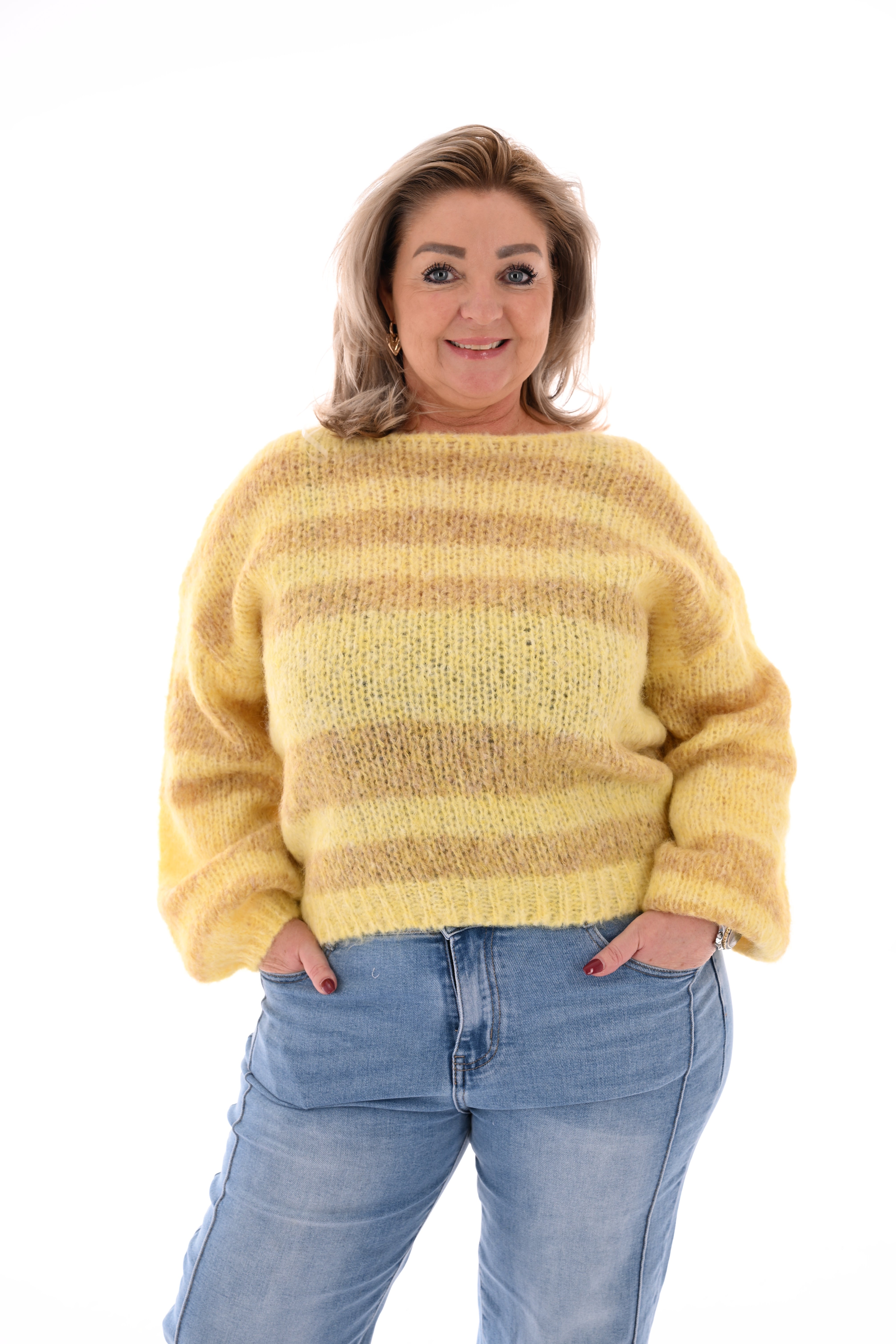 Gebreide trui strepen geel