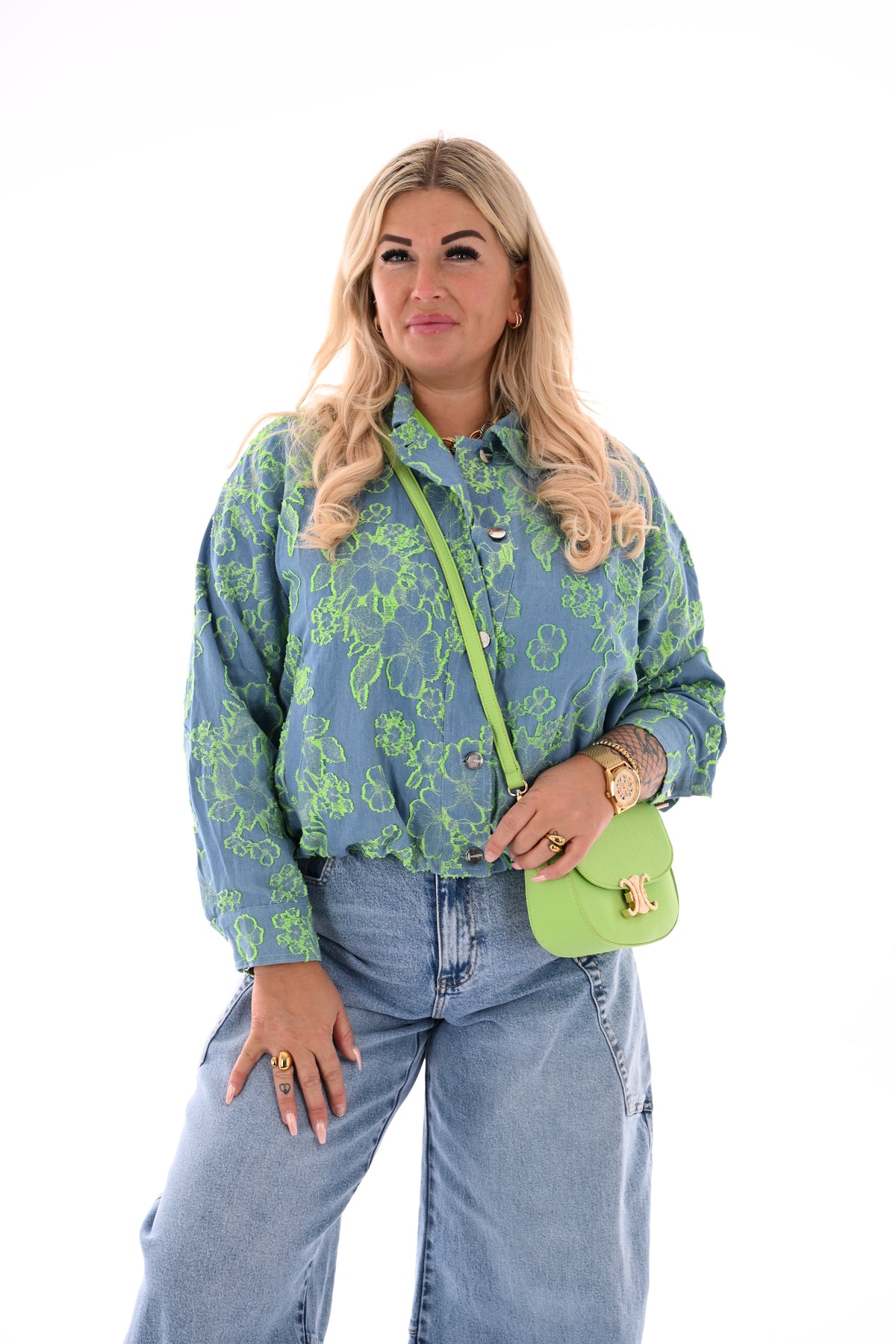 Crossbody tas met C-vormige gesp groen