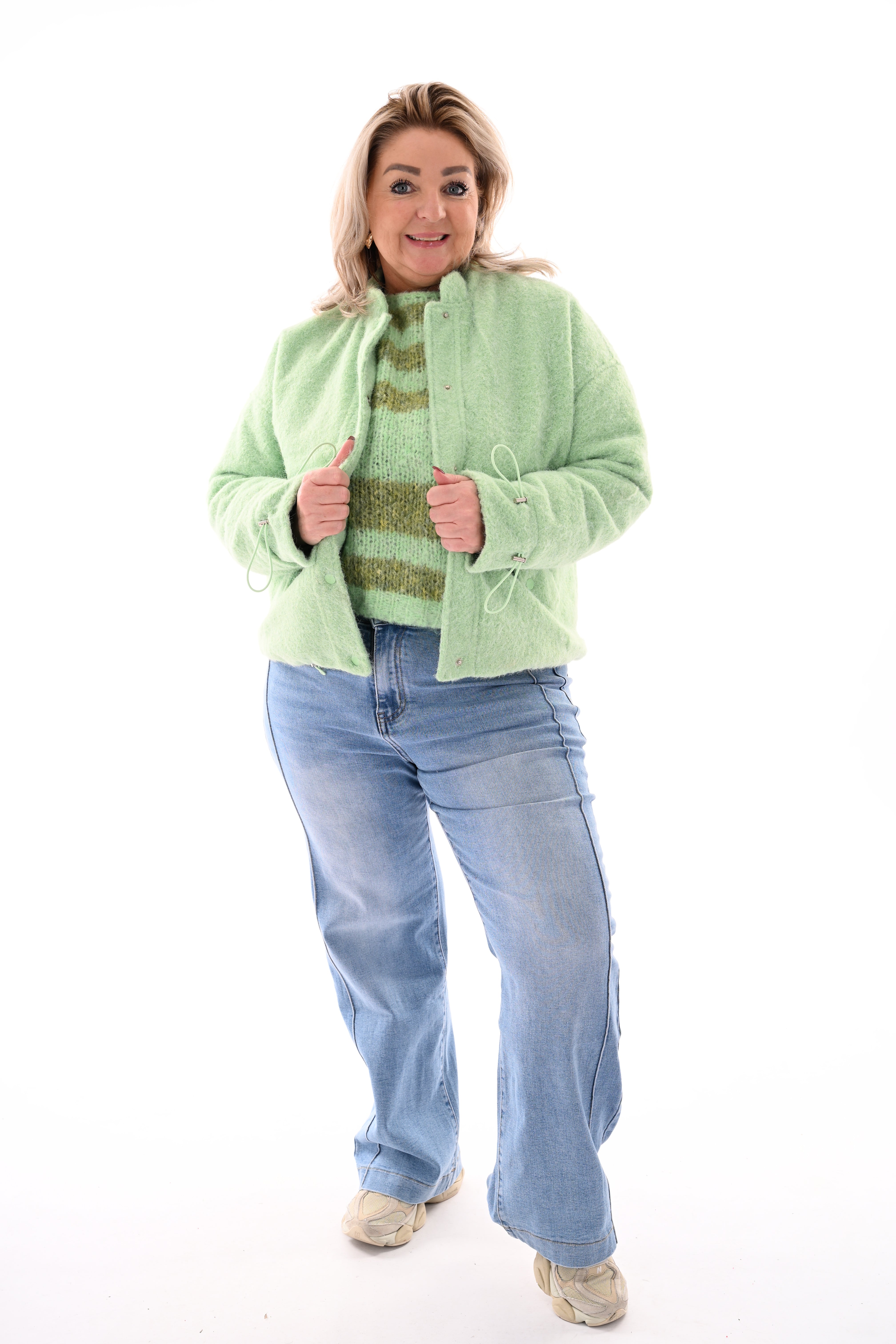 Wavy boucle jasje lichtgroen