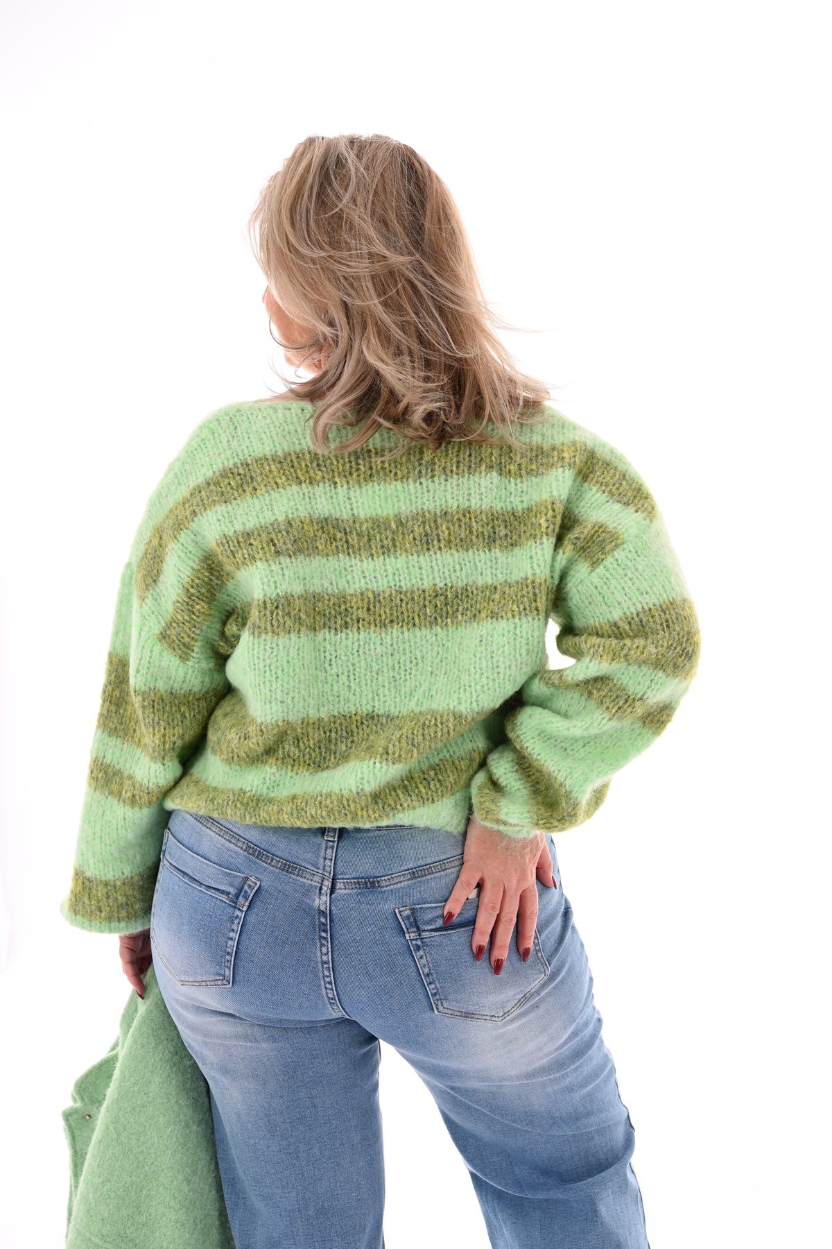 Gebreide trui strepen groen