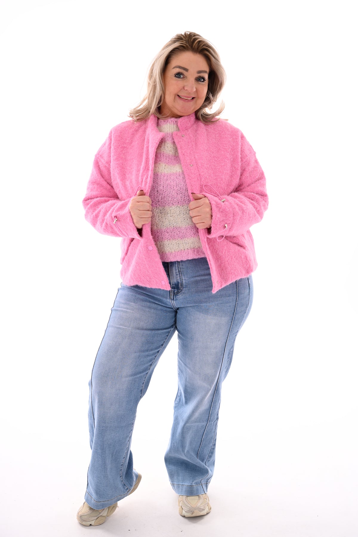 Wavy boucle jasje roze