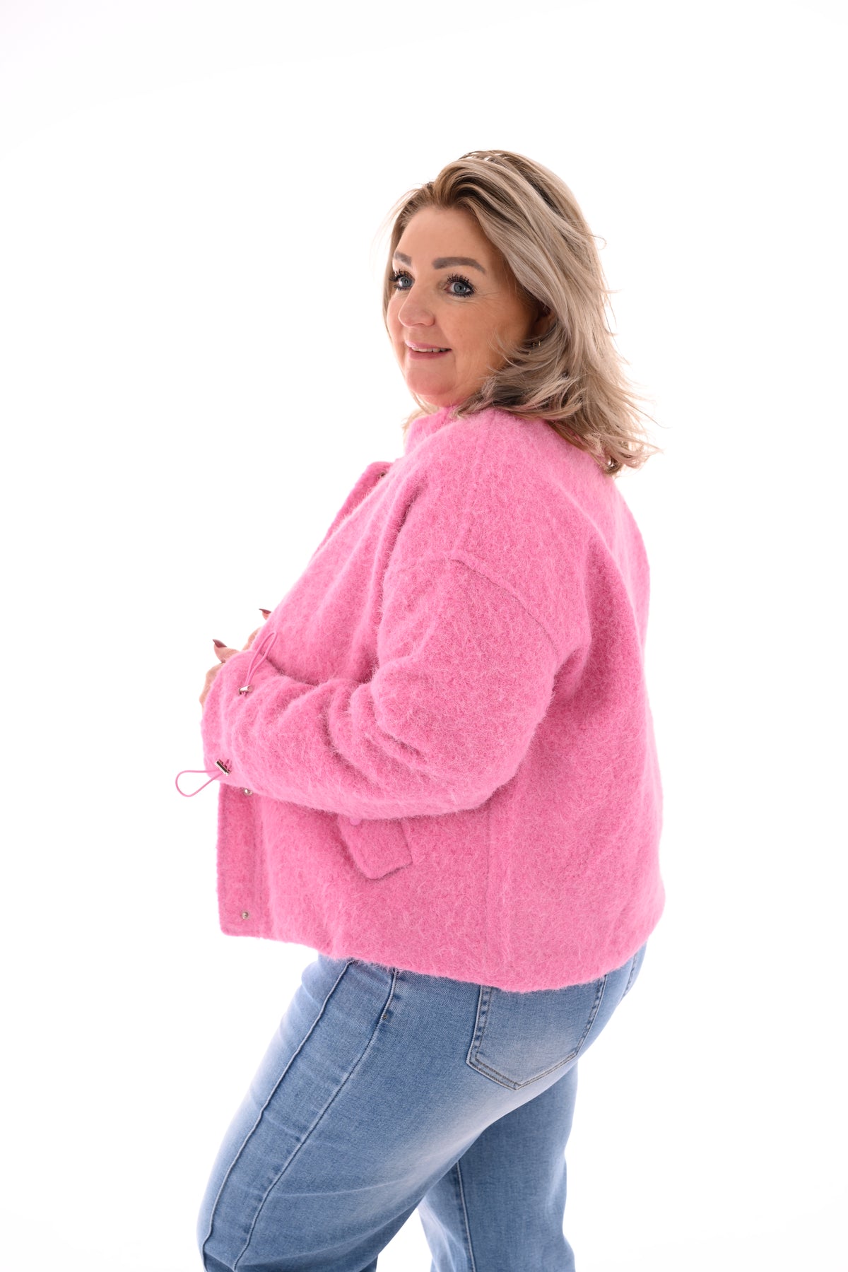 Wavy boucle jasje roze