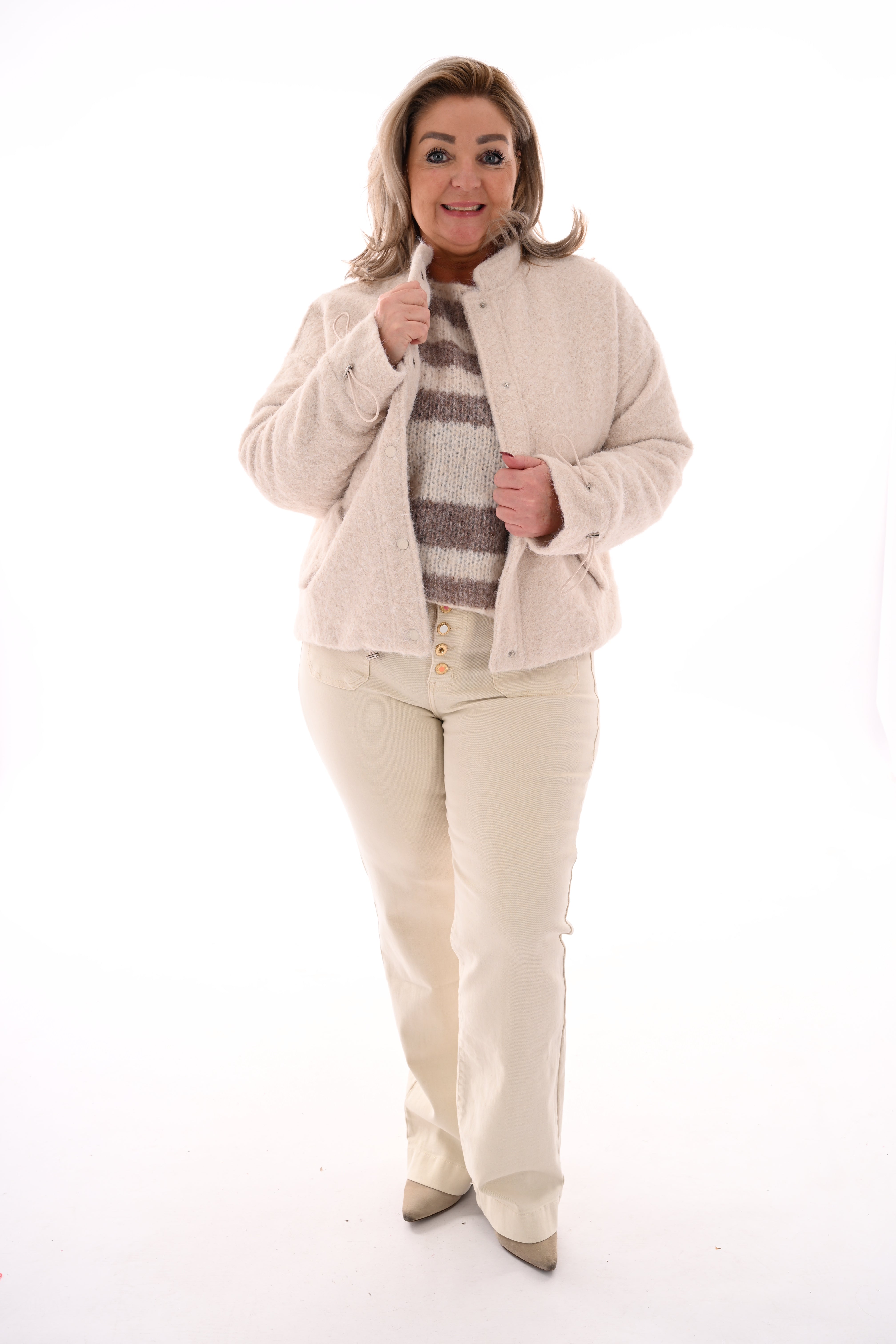 Wavy boucle jasje beige