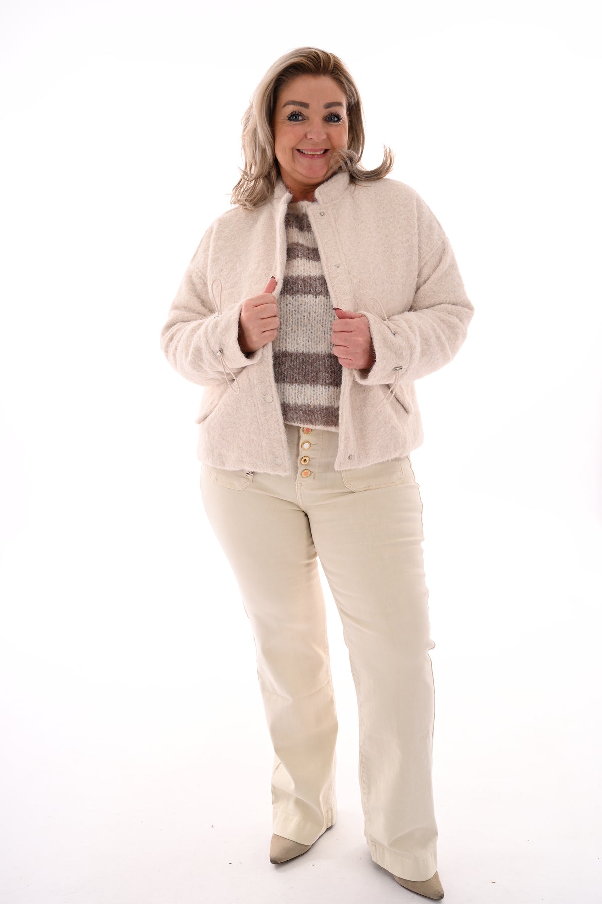 Wavy boucle jasje beige